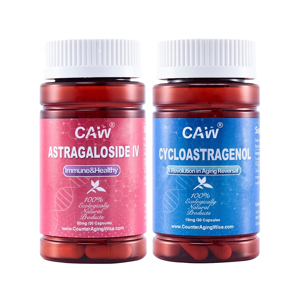 CAW Telomere Unterstützung Hypersorption Cycloastragenol 10mg 30 Kapseln und Astragalosid IV 50mg 30 Kapseln