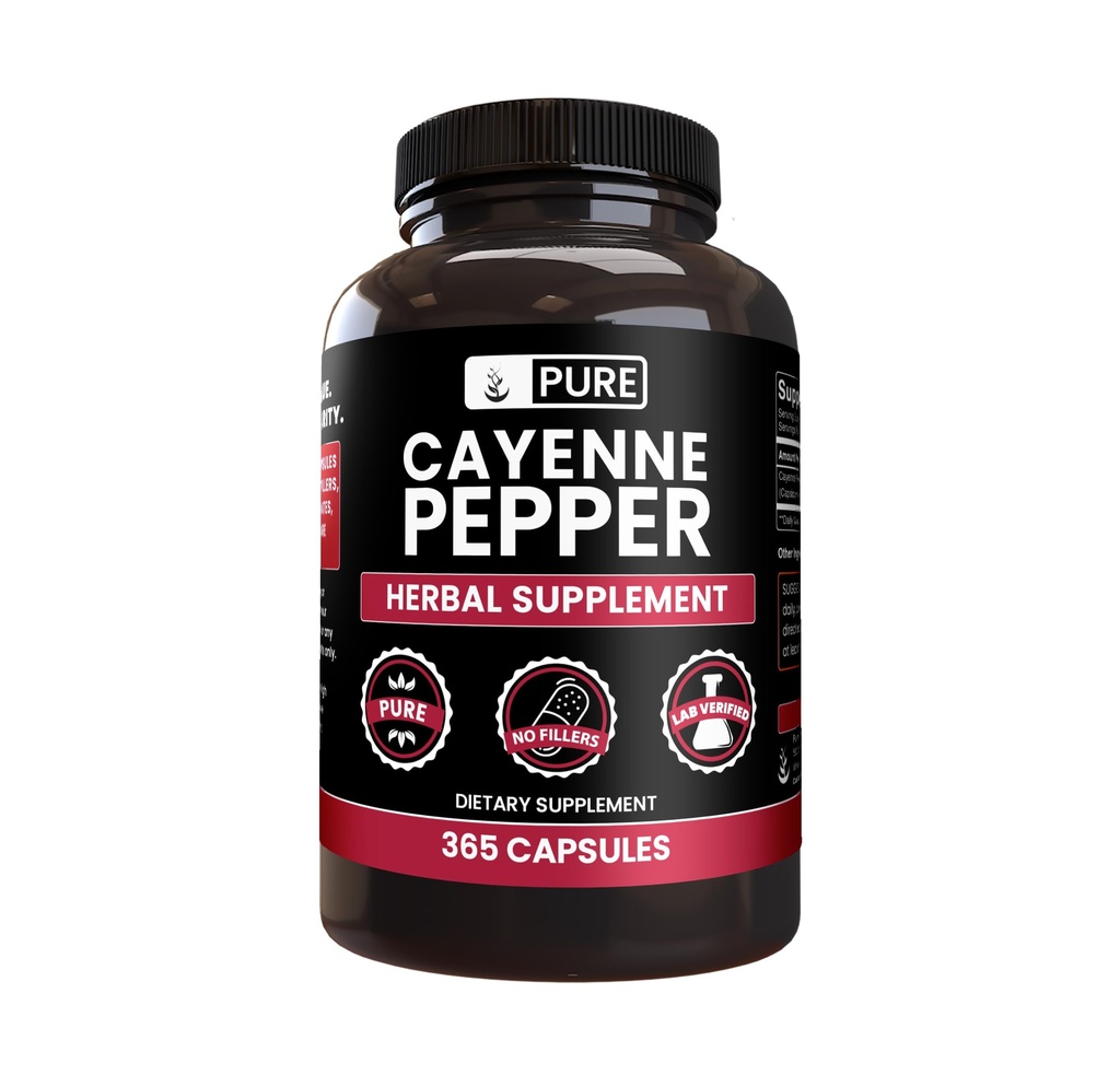 PURE ORIGINAL INGREDIENTS Cayenne Pfeffer (365 Kapseln) Kein Magnesium oder Reisfüller, Rein, Lab Verifiziert