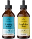 HERBAMAMA Herbal Liquid Drops Kit - Ensemble de Bouilloire Sting & Dandelion Teinture de racine 4 fl oz - Vegan, non-OGM, sans sucre et sans alcool - 2 Pack