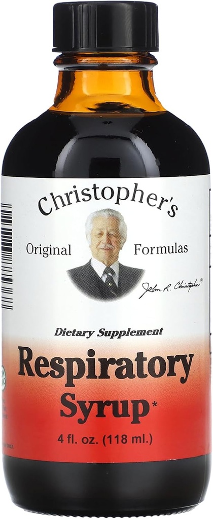 Formules originales de Christopher Sirop respiratoire 4 oz de soutien aux plantes pour les poumons, les sinus et la santé bronchiale