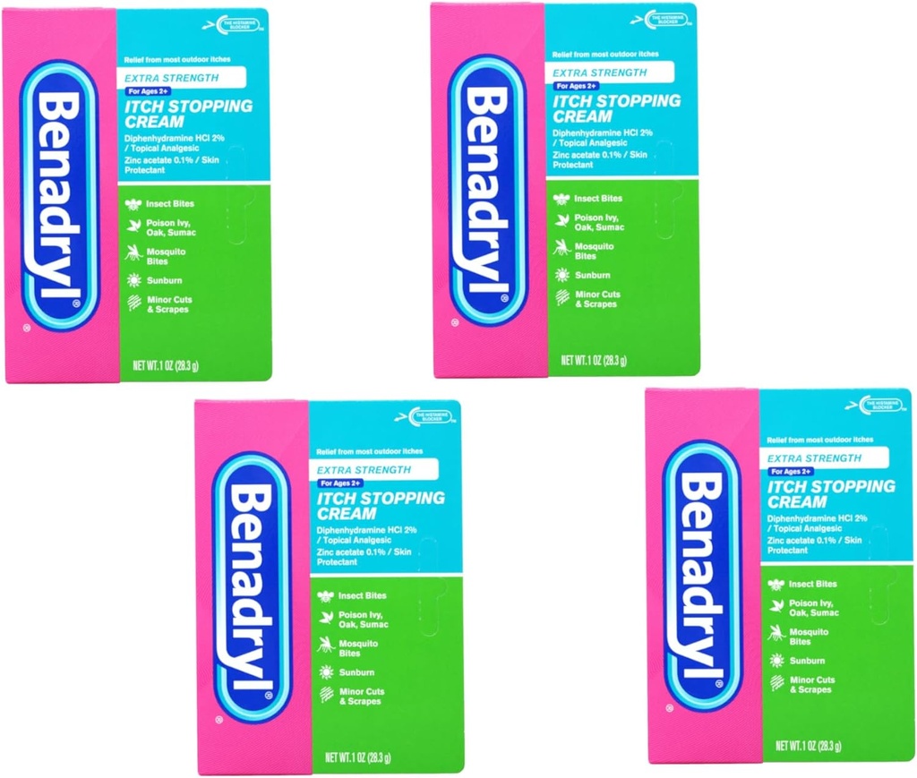 Benadryl Itch Stoppende Creme Extra Stärke 1 oz (Pack von 4)