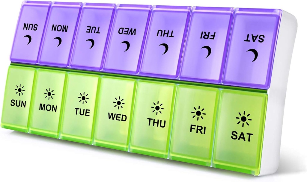 DANYING Grande Pill Organizer 2 fois par jour, Pill Box 2 hebdomadaire par jour, AM PM Pill Case, Pill Container 7 jours, Vitamine Case deux fois par jour