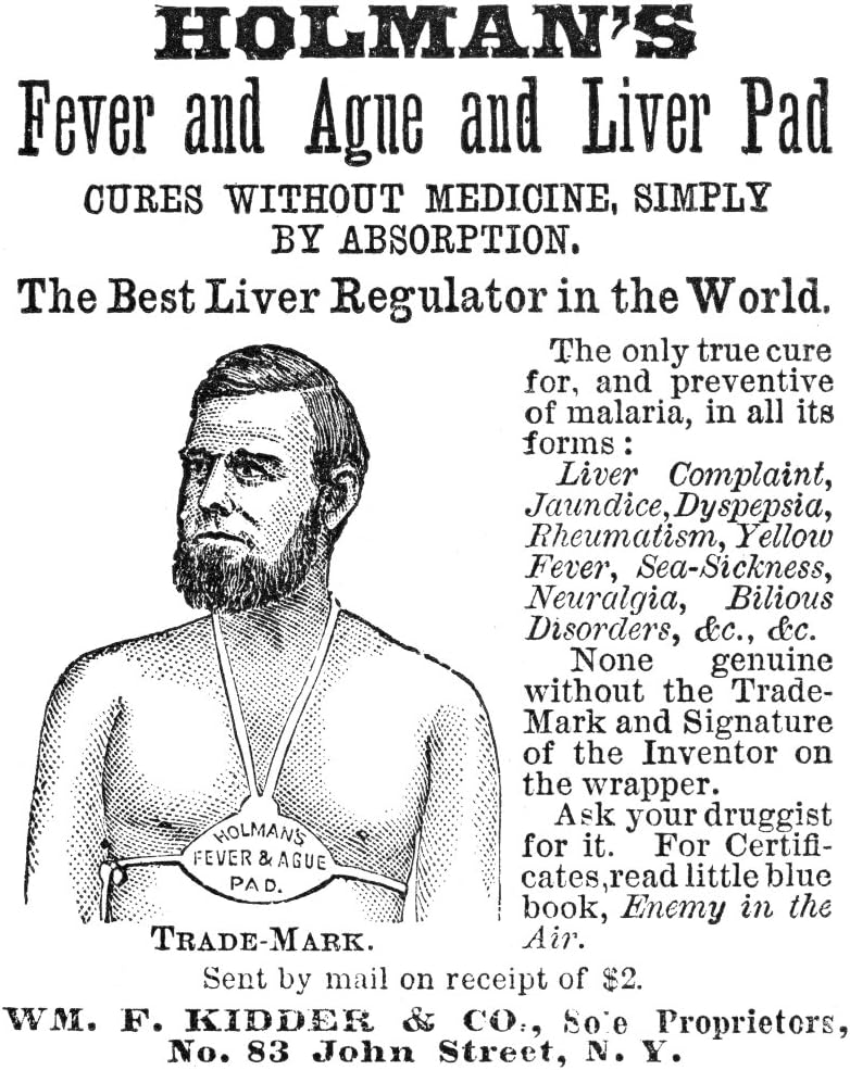 Liver Pad Werbung Namerican Patentmedizin Werbung 1876 für HolmanS Fever und Ague Liver Pad Poster Druck von (18 x 24)
