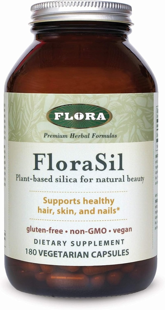 Flora - FloraSilica Supplement - Natürliche Beauty-Unterstützung - Unterstützt Haar, Haut, Nagel & Knochenfestigkeit - Pflanzenbasierte Kieselsäure aus Pferdeschwanzextrakt - Vegan - 180 Kapseln (180 Portionen)