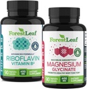 ForestLeaf Riboflavin & Magnesium Migraine Supplement - Riboflavin 400mg für Kopfschmerzen Relief - Ultimate Magnesium Glycinate Bundle mit B2 Vitamin 400mg für Kopfschmerzen Migraine Relief Kapseln