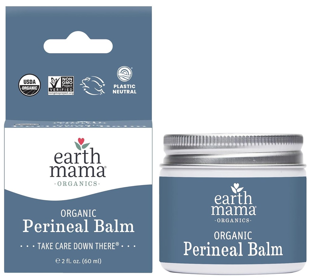 Earth Mama Organic Perineal Balm | Natürlich kühlende Kräutersalz für Schwangerschaft und Postpartum Relief mit Hexenhazel & Calendula, Feminine Care Essentials, No Benzocaine oder Butane, 2-Fluid Ounce