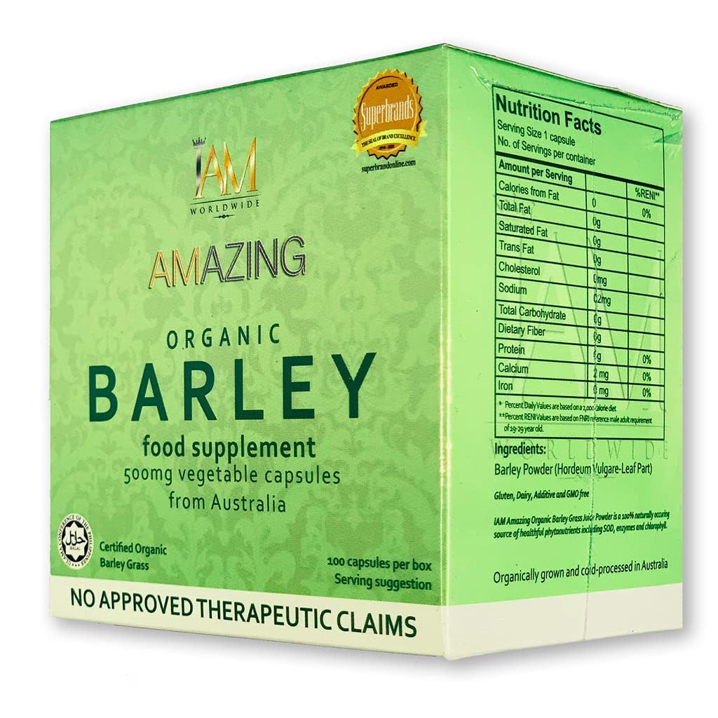 IAM WORLDWIDE Amazing Organic Barley Capsule from Australia 100 Capsules x 500 mg