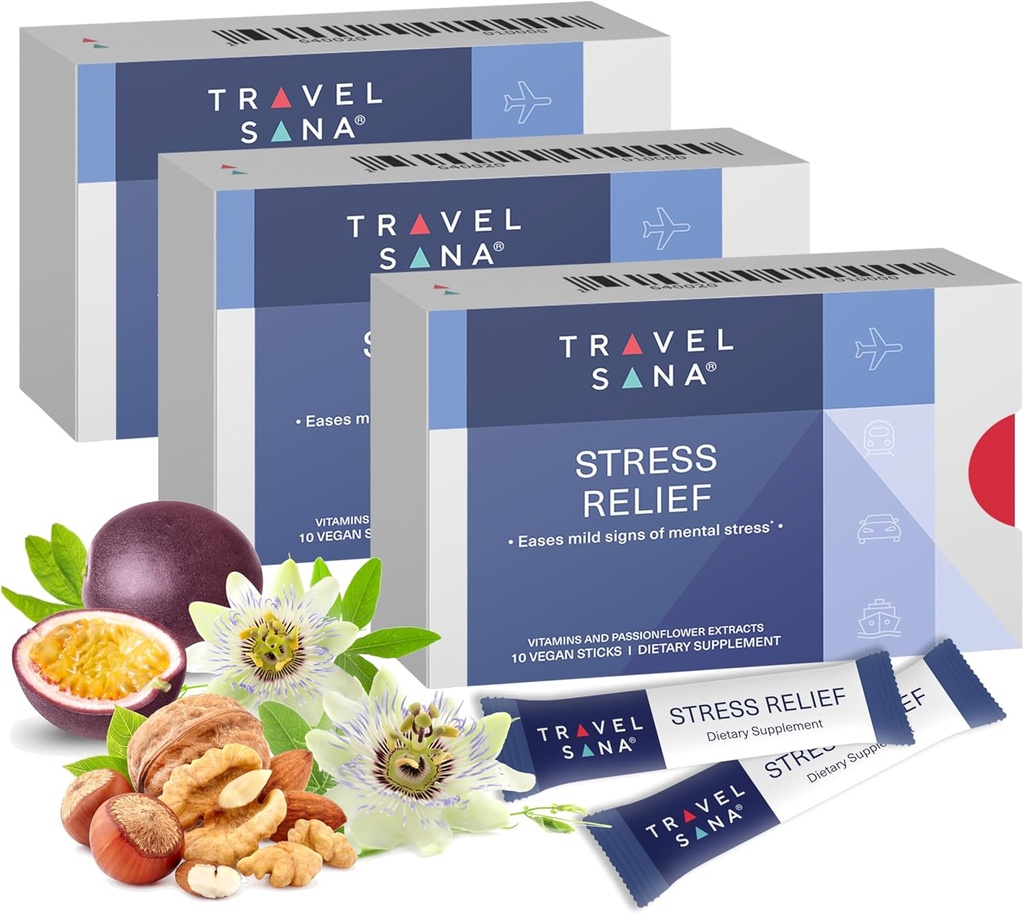 Stress Relief |Passionflower 200mg |Vitamin B6 und B12 |Premium aturNatural Supplement |Relieves Stress während Reisen |Fast-Acting | 10 Sticks (Pack von 3)