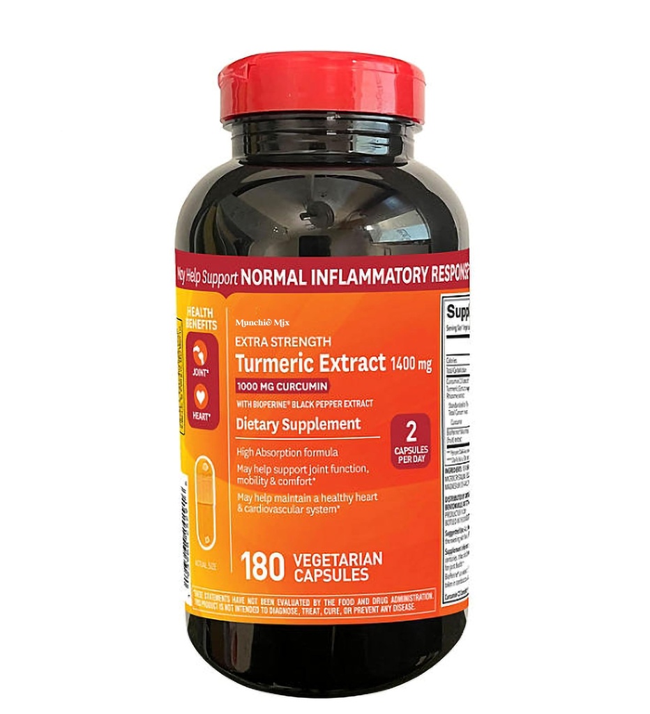 Stärke Turmer Extrakt Vegetarische Kapseln (1400 mg, 180 ct.)
