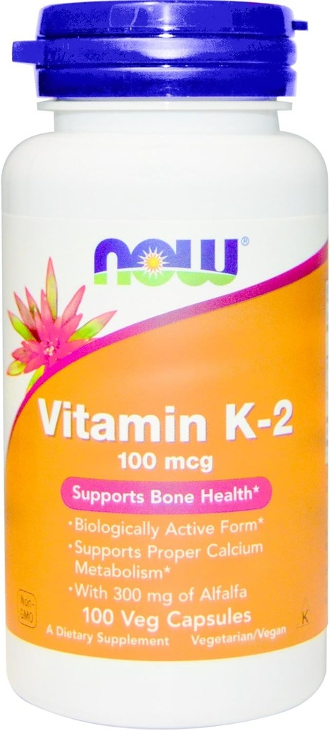 JETZT Lebensmittel Vitamin K-2,100mcg, 100 caps (Pack von 2)
