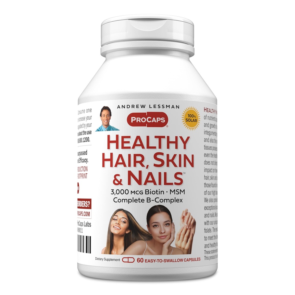 ANDREW LESSMAN Gesundes Haar, Haut und Nägel 60 Kapseln - 5000 mcg Hohe Bioaktivität Biotin, B-Komplex. Fördert schöne Haut, starke Nägel. Keine Zusatzstoffe Haarwachstum Vitamine Biotin Ergänzung