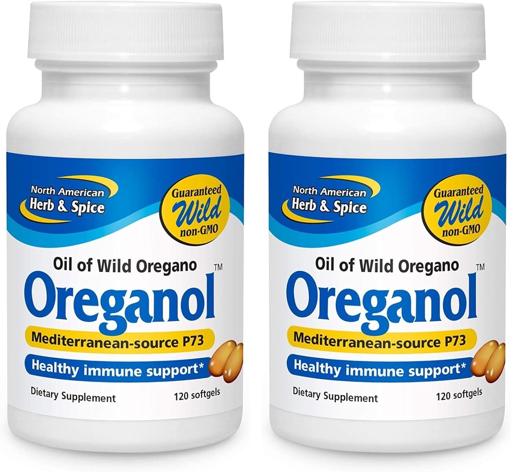NORTH AMERICAN HERB & SPICE Oreganol P73 - Paket von 2, 120 Softgels - Unverarbeitet, Vegan-Friendly Wild Oregano - Mediterrane Quelle - Non-GMO - 240 Total Servings