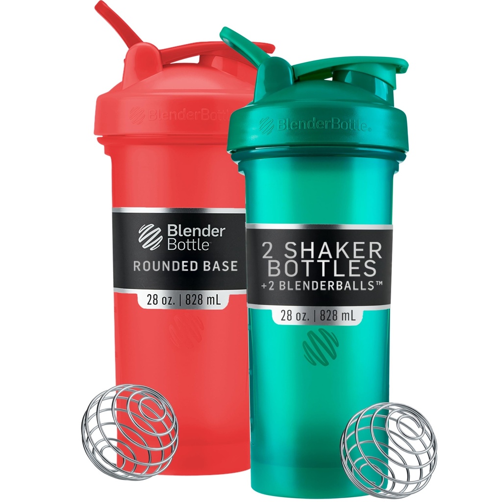Bouteilles de mélange Classic V2 Bouteille de Shaker Parfaite pour Shakes protéiques et préentraînement, 28-Ounce (2 Pack), Rouge, Vert