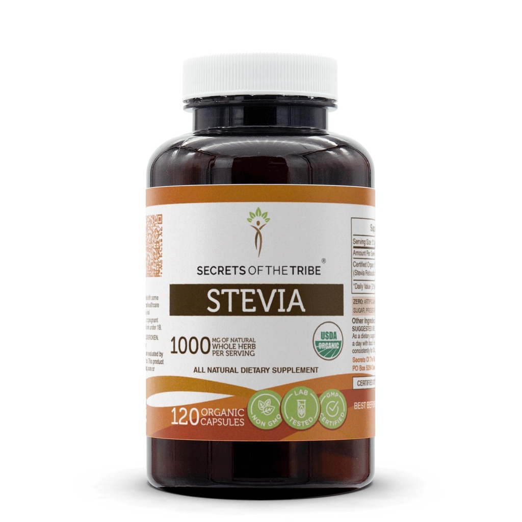 Stevia 120 Kapseln, 1000 mg, USDA Organic Stevia (Stevia Rebaudiana) Getrockneter Blatt (120 Kapseln)