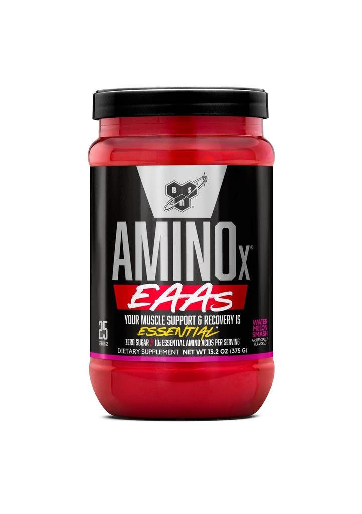 BSN Amino X EAA, Récupération musculaire et Endurance, 10g acides aminés essentiels, 5g BCAA, sucre zéro, sans caféine, pastèque, 13.2oz, 25 portions