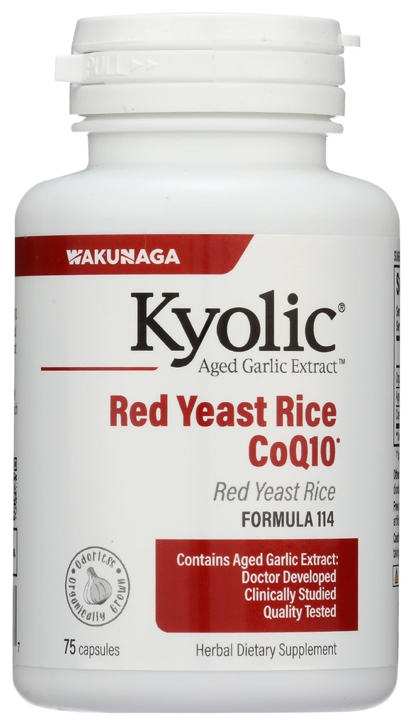 Extrait d'ail kyolique vieilli Formule 114, Riz rouge de levure CoQ10, 75 Capsules