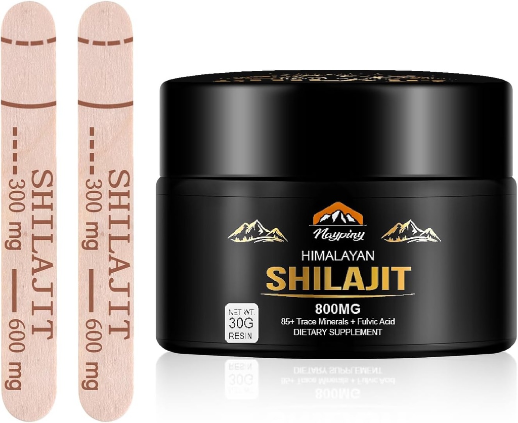 Résine biologique Shilajit Pure Himalayan - 800mg Potence maximale Résine biologique naturelle Shilajit avec 85+ Trace Minerals & Acid Fulvic pour l'énergie, le soutien immunitaire, hommes et femmes, 30 Grams