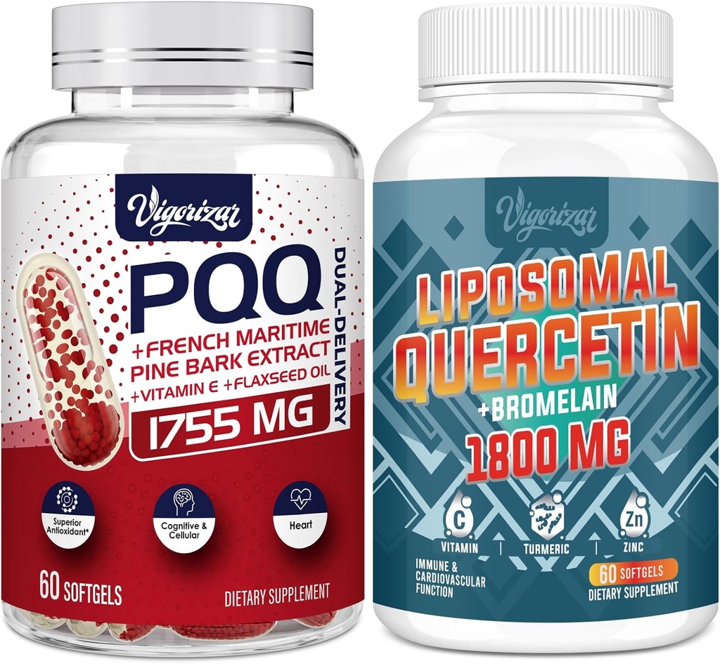 Birsppy Vigorizar Französisch Maritime Pine Bark Extrakt mit Dual-Delivery + 1600 MG Liposomal Quercetin Phytosome