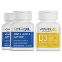OmegaXL Joint Support Supplement - Natürliche Muskel-/Immununterstützung, 60 Softgels (2 Pack) & VitaminXL D3 High Potency Daily Vitamin D 5000 IU 125mcg Supplement (30 Softgels)