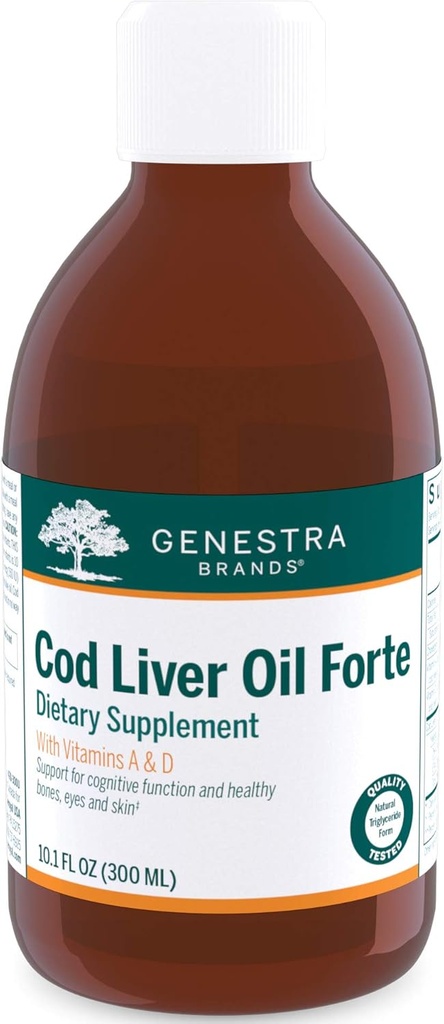 Genestra Marken Cod Liver Oil Forte | Vitamin + Essential Fatty Acid Supplement | 10.1 fl. oz.