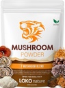 Tiger 7 Pilz-Pulver-Extrakt - 3.5oz (100g) Mischung | Natürliche Inhaltsstoffe - Lions Mane, Turkey Tail, Maitake, Shiitake, Reishi, Chaga & Cordyceps | Glutenfrei, Vegan, Dairy-Free
