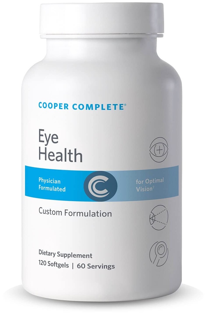 Cooper Complete - Supplément santé oculaire - Lutéine, Meso Zeaxanthin et Zeaxanthin, Vitamine C & E - 120 Softgels par bouteille. Boîte de 2
