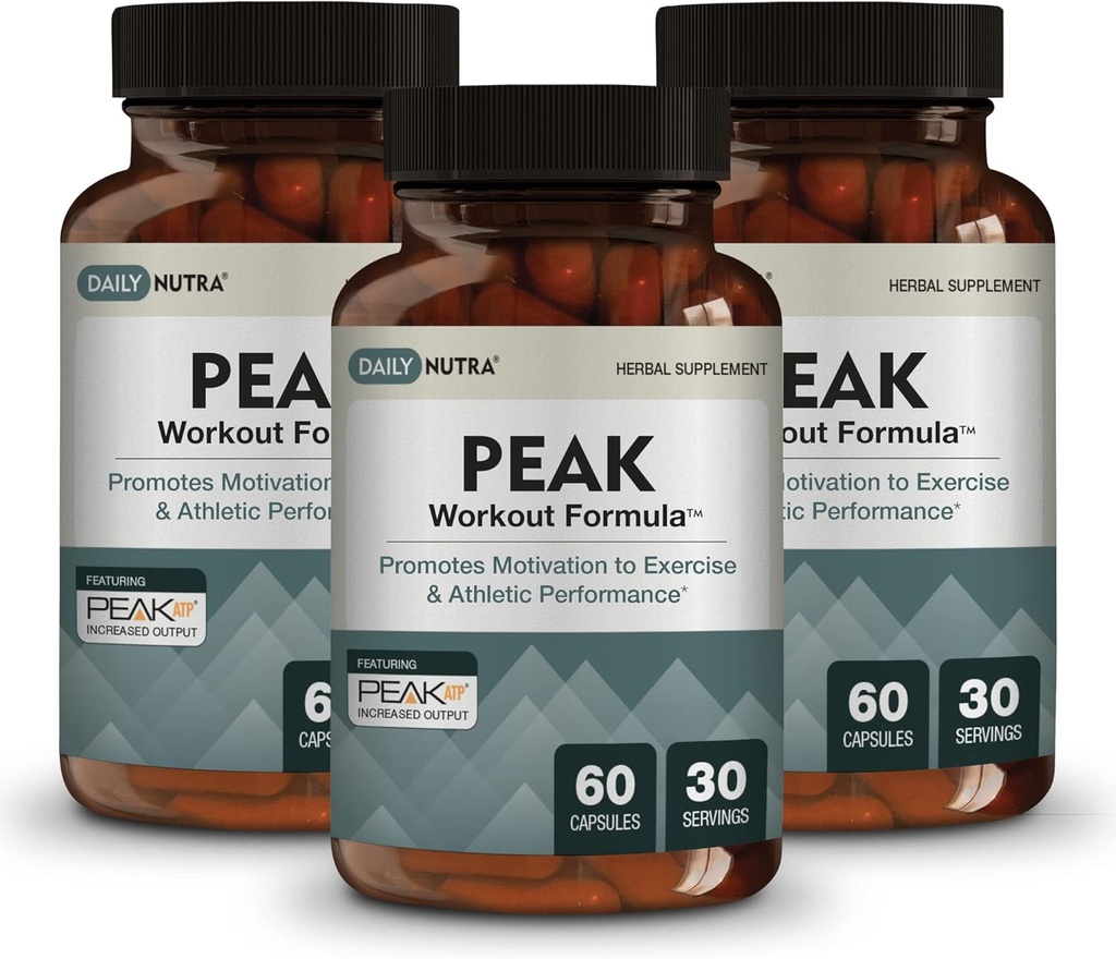 Peak Workout Formula - Refuel Motivation und Übung Ausgabe | Pre-Workout und Erholung Ergänzung mit ATP, Boswellia, Ashwagandha, Green Tea Extract & Piperine (60 Kapseln)