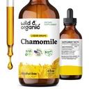 Wild & Organic Chamomile Flowers Tinktur - Berechnungsergänzung für Entspannung - Kamille Extrakt Flüssigkeitstropfen - Vegan, Zucker & Alkoholfrei - 4 fl Unze