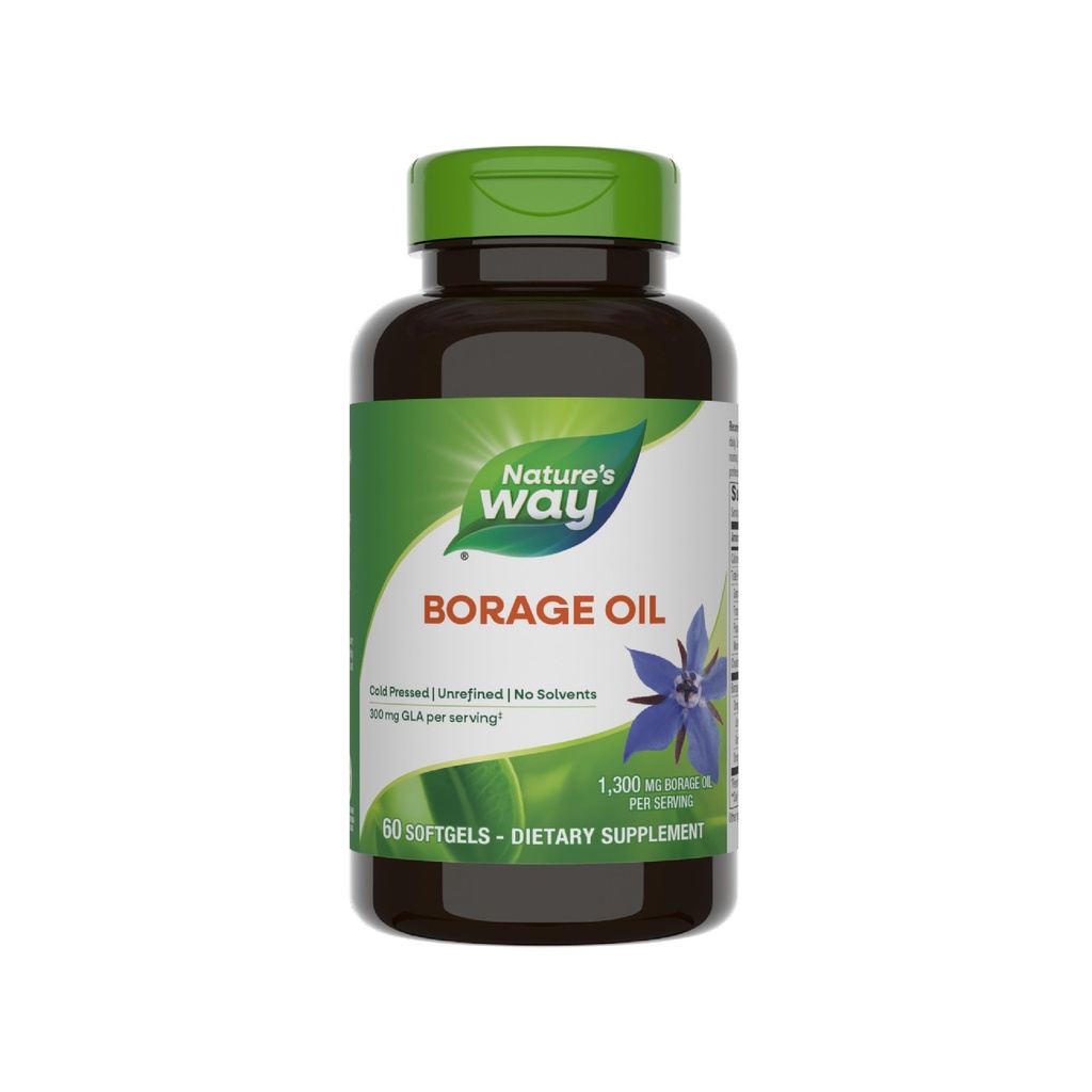 Nature's Way Huile de borage, pressée à froid et non raffinée, supplément GLA, 300 mg GLA et 440 mg acide linoléique par portion, 60 softgels (paquetage mai vary)