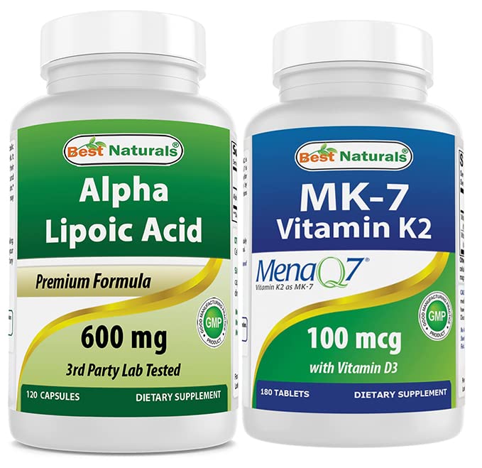 Meilleurs naturels Alpha acide lipoïque 600 mg et vitamine K2 (MK7) avec D3