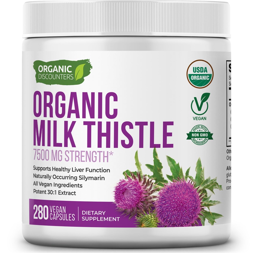 USDA Bio Milchdistel 30:1 Extrakt Kapseln, 280 Vegan Kapseln, Reich an Silymarin Flavonoids, Leberreiniger und Leberentgiftung Unterstützung, Standardisiert 30X Extrakt, Made in USA