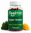 Super Greens Gummies - Green Superfoods Supplement mit Spinat, Broccoli, Kale, Beet Root, Elderberry für Immunität Unterstützung - Obst und Gemüse Beilage - Wassermelone Flavor, 60 Gummies