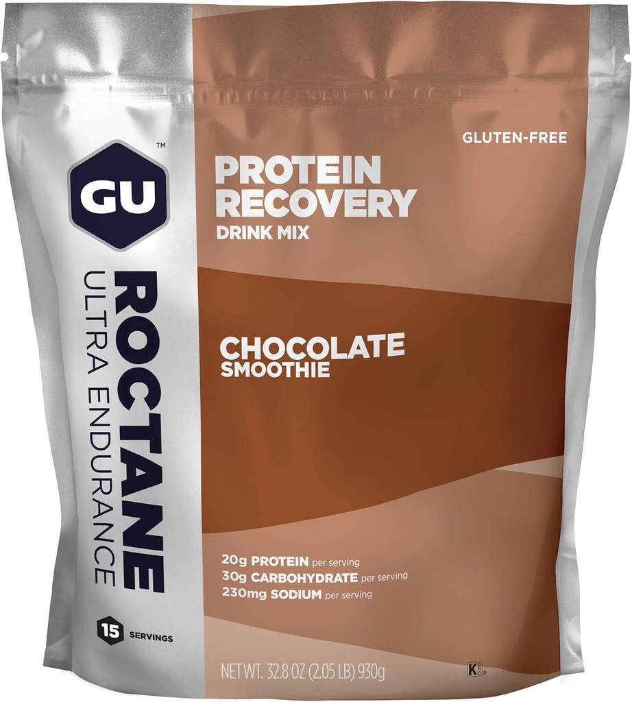 GU Energy Roctane Ultra Endurance Protein Recovery Drink Mix, Glutenfrei und Kosher Dairy, Recovery Support Nach jedem Training, 15-Serving Pouch, Schokolade Smoothie