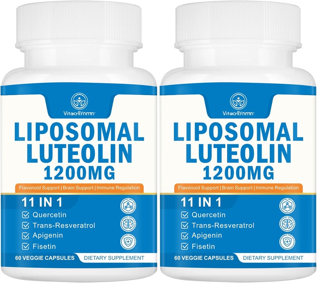 1200MG Liposomal Luteolin-Ergänzung - Maximale Absorption, Antioxidant-Boost für die Gehirn 120 Kapseln