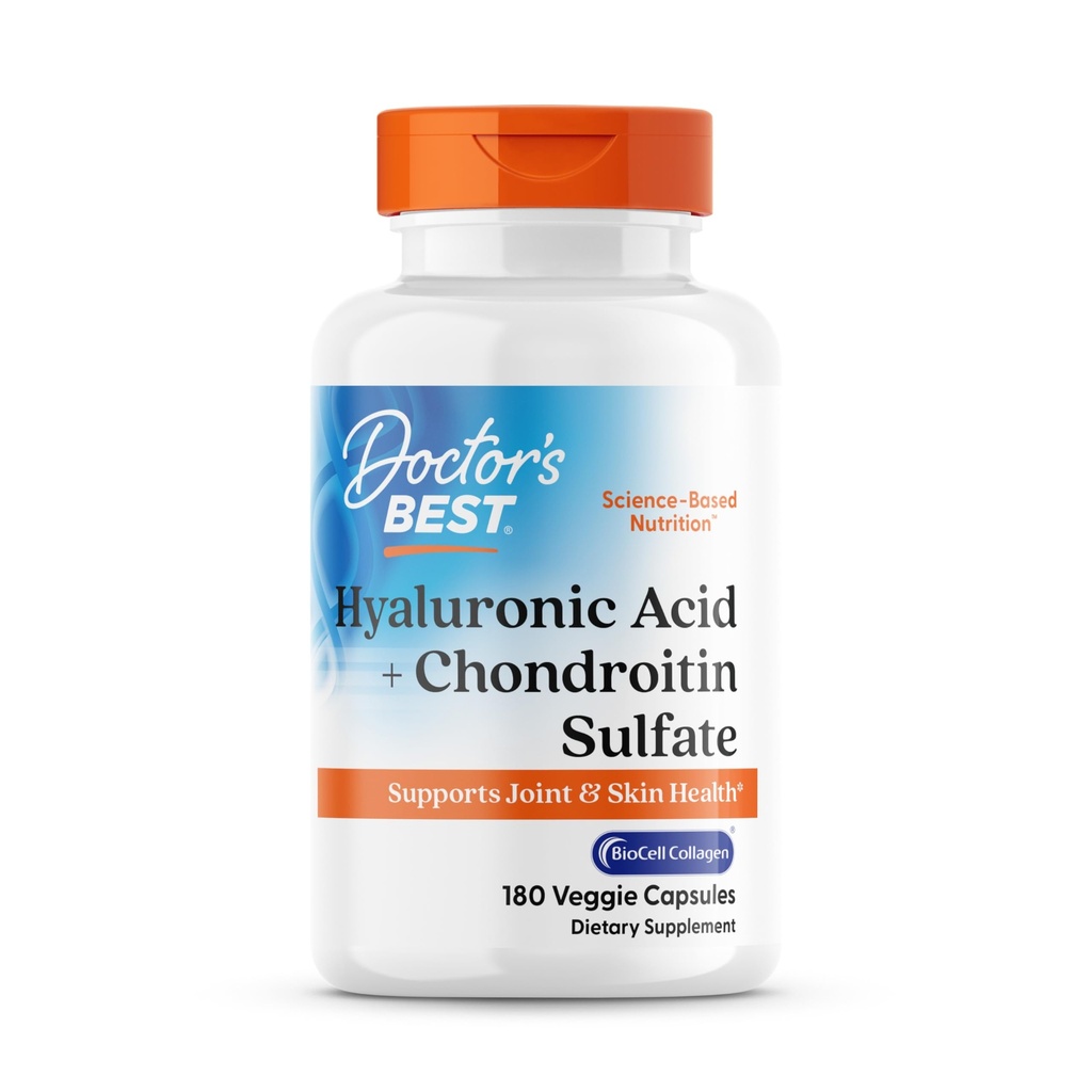 Meilleur acide hyaluronique avec sulfate de chondroïtine, avec collagène BioCell, sans OGM, sans gluten, sans soja, soutien articulaire, 180 Nombre (paquet de 1)