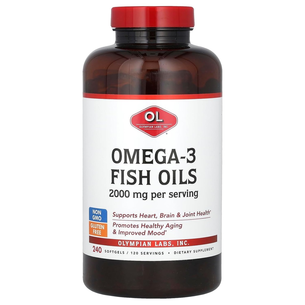 Olympian Labs Omega-3 Fischöle, 2.000 mg, 240 Softgele (1.000 mg pro Softgel)