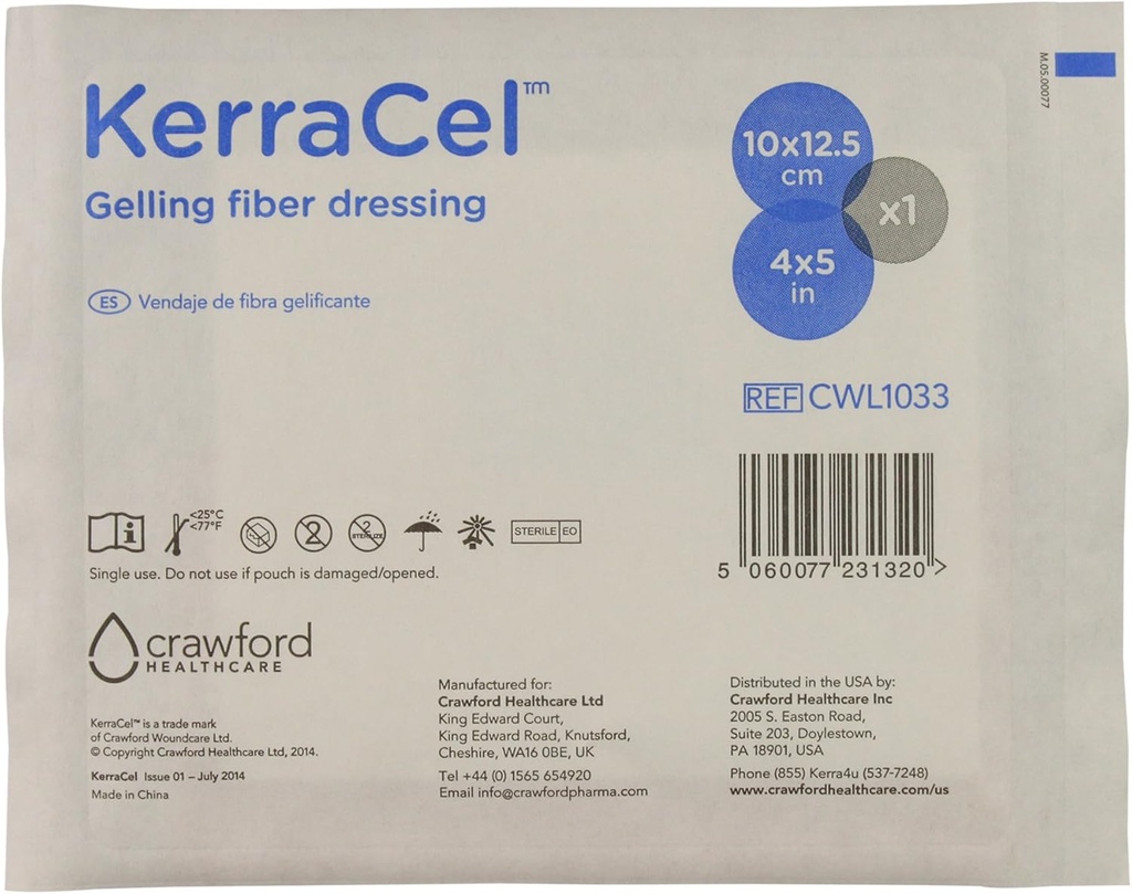 4"x 5" Gelling Fiber Wound Dressing (CWL1033) - Absorbiert und isoliert Wound Drainage und Bacteria, Micro-Contours to The Wound Bed, hält Gesunde Feuchtigkeitsstufen (1 Jede)