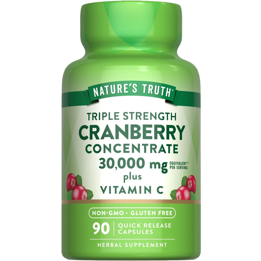 Nature's Truth Cranberry Konzentrat Pillen 30.000mg | Plus Vitamin C | Dreifache Stärke Unterstützung Kapseln | Non-GMO & Gluten Kostenlose Ergänzung