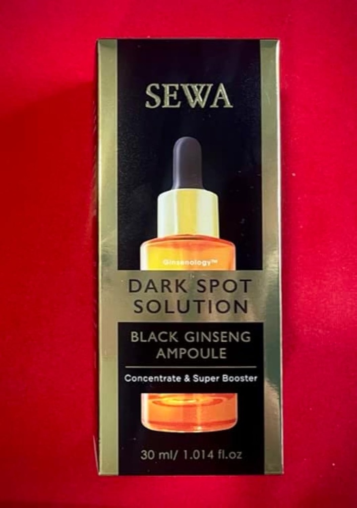 Solution Sewa Dark Spot Ampoule Ginseng Noir Concentré et Super Booster 30ml. Traitement Malasma, 1.01 Fl Oz (Pack de 1), Pack de 1