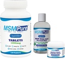 KALA HEALTH MSMPure Starter Bundle mit MSM Tablets 120 Count, MSM Muscle & Joint Cream 2oz und MSM Gel mit Bio Aloe 8oz