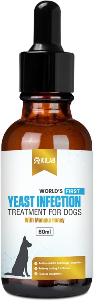 Kilab Natürliche Hefe-Infektion Behandlung für Hunde. Unterstützt gesunde Itch-Relief, Entzündungs-Relief, Allergie-Relief und mehr. Hundehefe-Infektion Behandlung. (60 ML)