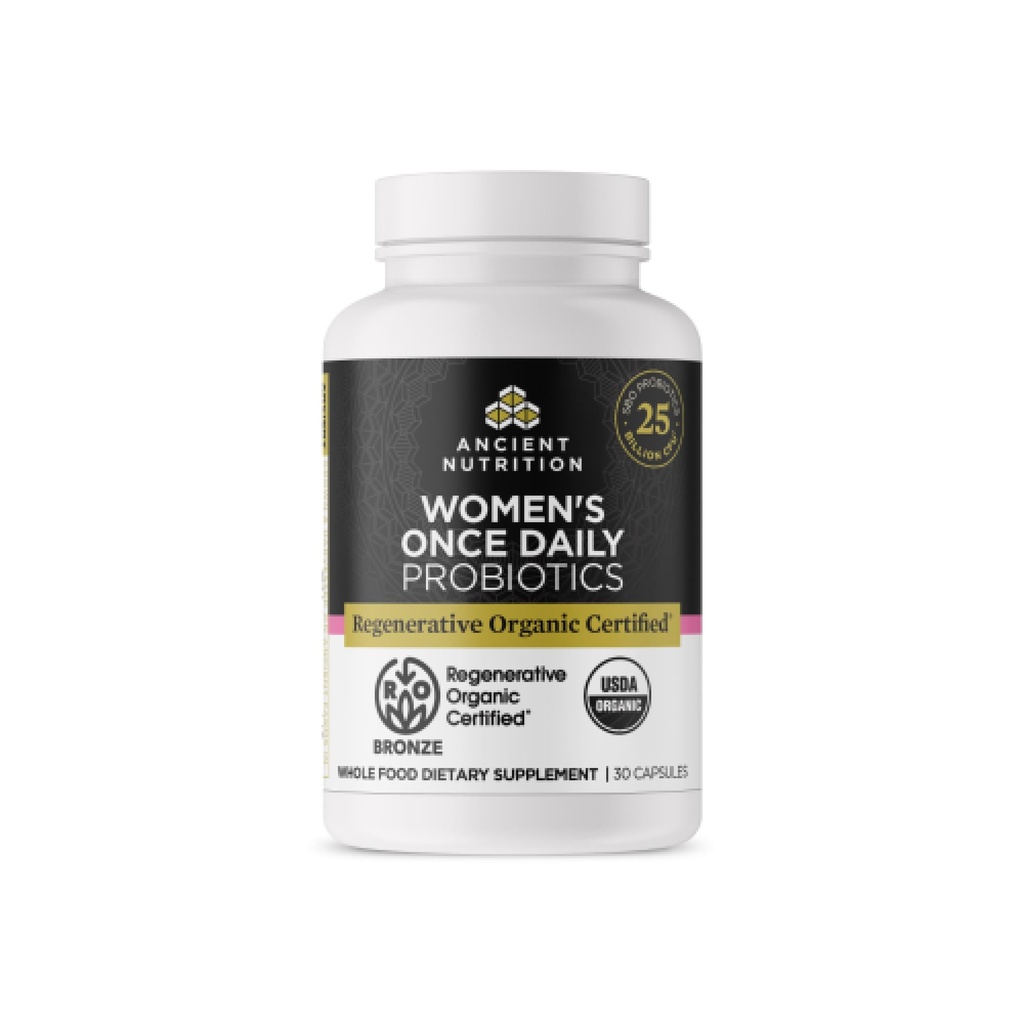 Nutrition ancienne Probiotiques certifiés biologiques régénératifs pour les femmes, probiotiques Femmes Une fois par jour, pour le soutien de la digestion saine et du système immunitaire, 25 milliards d'UFC* par service, 30 comtes