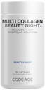 Codeage Multi Collagen Protein Beauty Night - Melatonin, Magnesium Bisglycinat, 5-HTP, L-Theanin, Englisch Lavender Flower, Bone Broth - Vitamine - Supplement - Sleep Pills - Non-GMO - 150 Kapseln