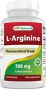 Best Naturals L-Arginin 500mg 250 Kapseln - Pharmazeutische Klasse L Arginin Ergänzung fördert Stickstoffmonoxidsynthese