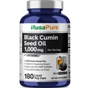 NusaPure Black Seed Oil 1000 mg pro Servierung 180 Softgel Kapseln (Non-GMO, Vegetarisch) Kaltgepresste Jungfrau Nigella Sativa. Hexan frei
