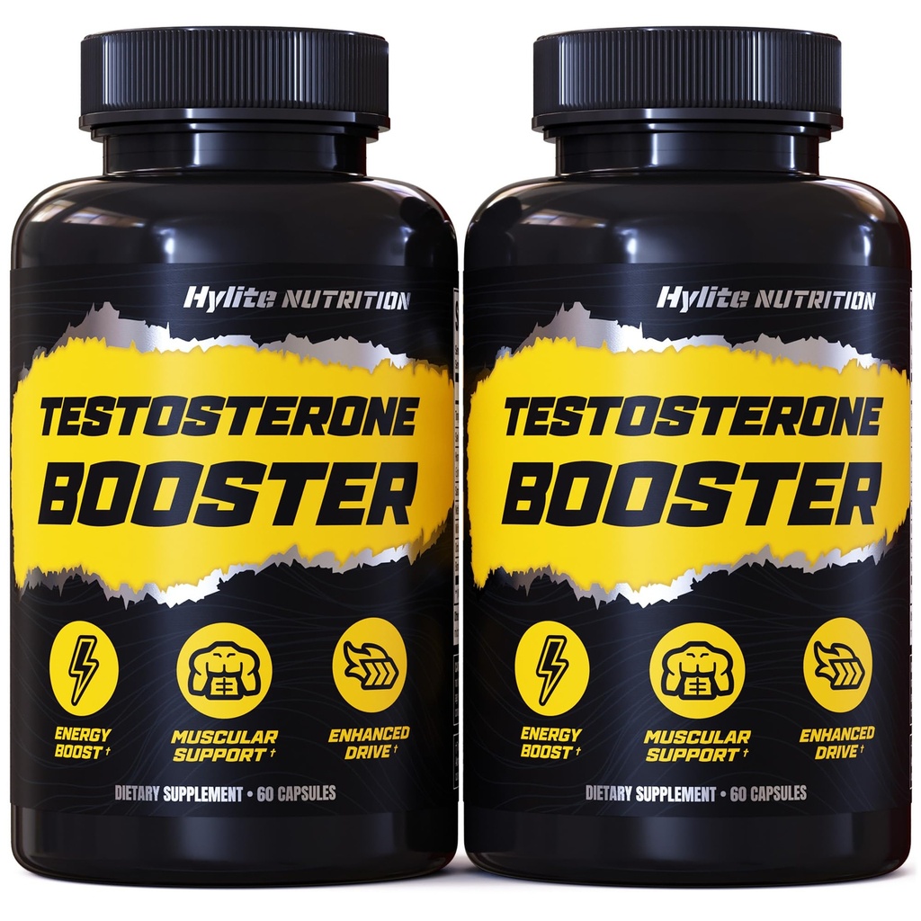 Booster testostérone - Supplément testostérone pour les hommes - Pills d'amélioration masculine pour la croissance musculaire, Libido, Stamina, Force - Tongkat Ali Muscle Builder Supplément entraînement - Total T Test Boost - 2 PACK