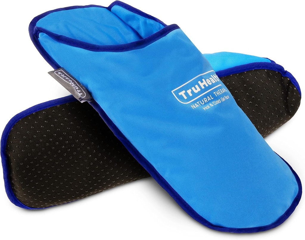 Ice Pack Pantoffeln für Neuropathie Relief - 1 Paar, Blue Vinyl Gel - Ice Pack Wraps & Kalte Hausschuhe für gequollene Füße Relief - Heiße & kalte Therapie für Plantar Fasciitis & Burning Sensation
