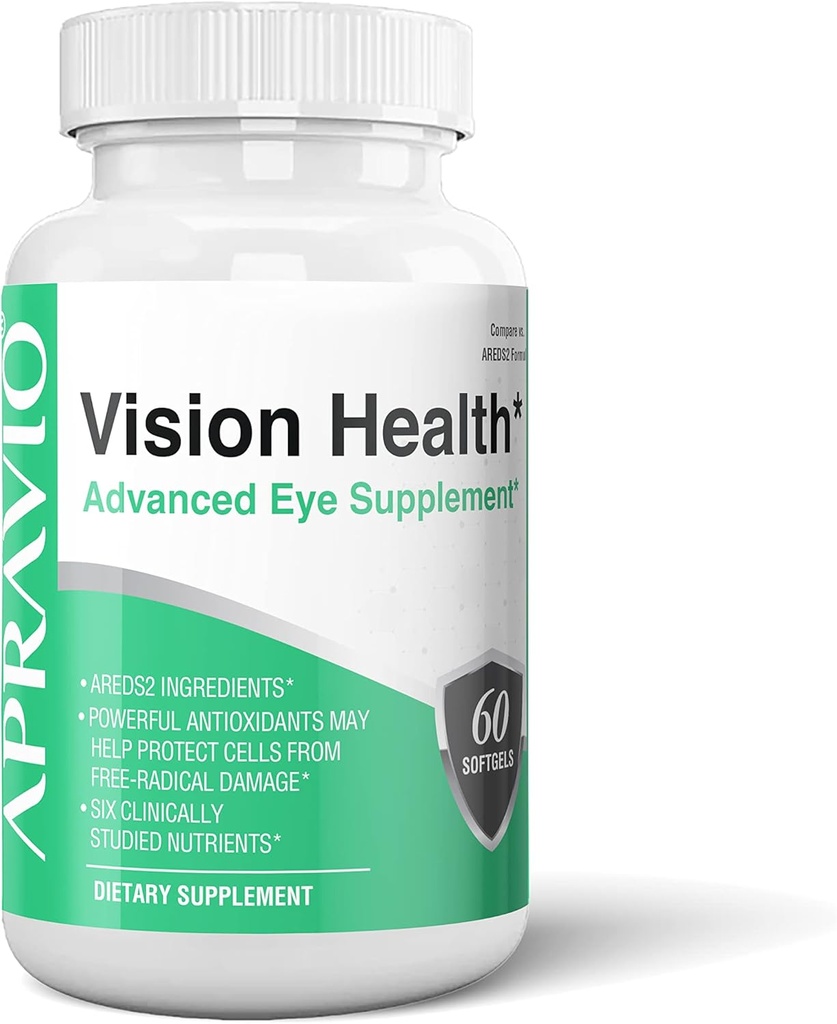 Vision Health Advanced Eye Supplement, AREDS2 Augen Vitamine w/Vitamin C, Vitamin E, Zink, Kupfer, Lutein, Zeaxanthin, & Antioxidantien für Augengesundheit und Augenschutz, 60ct