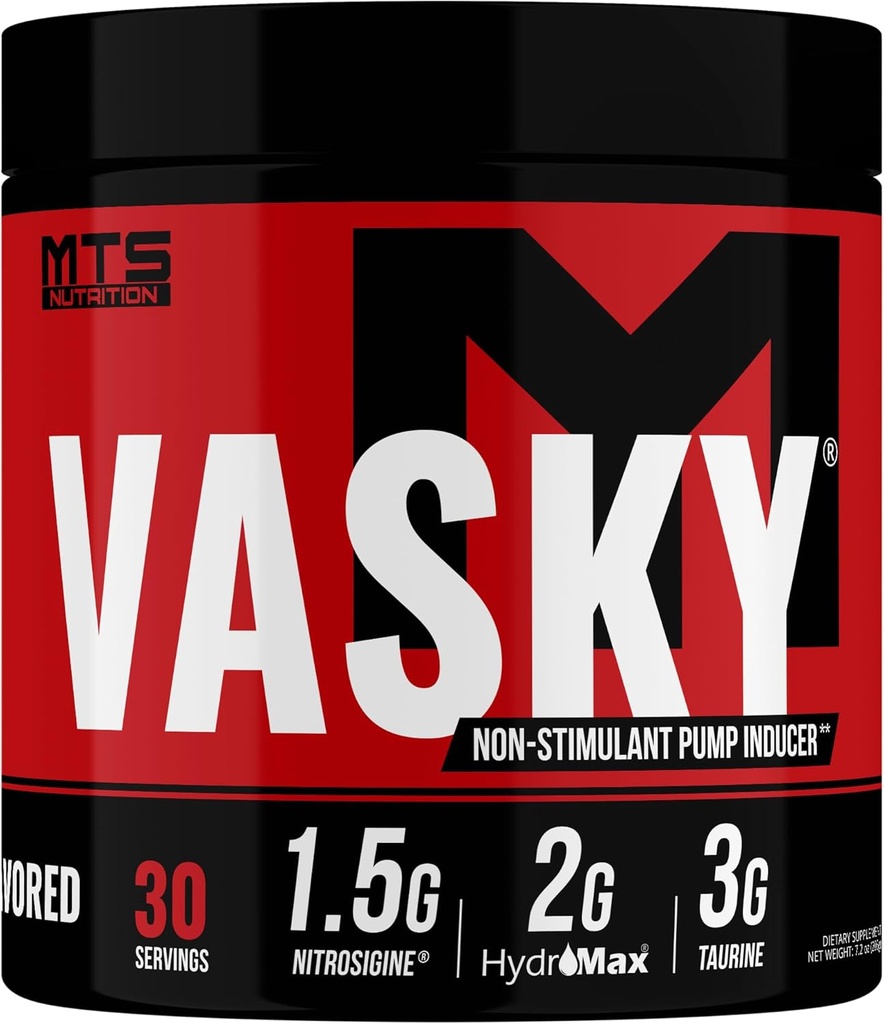 MTS Nutrition Vasky Non-Stimulant Pump Inducer - Muscle Saturating Preworkout - 30 Servings Unflavored