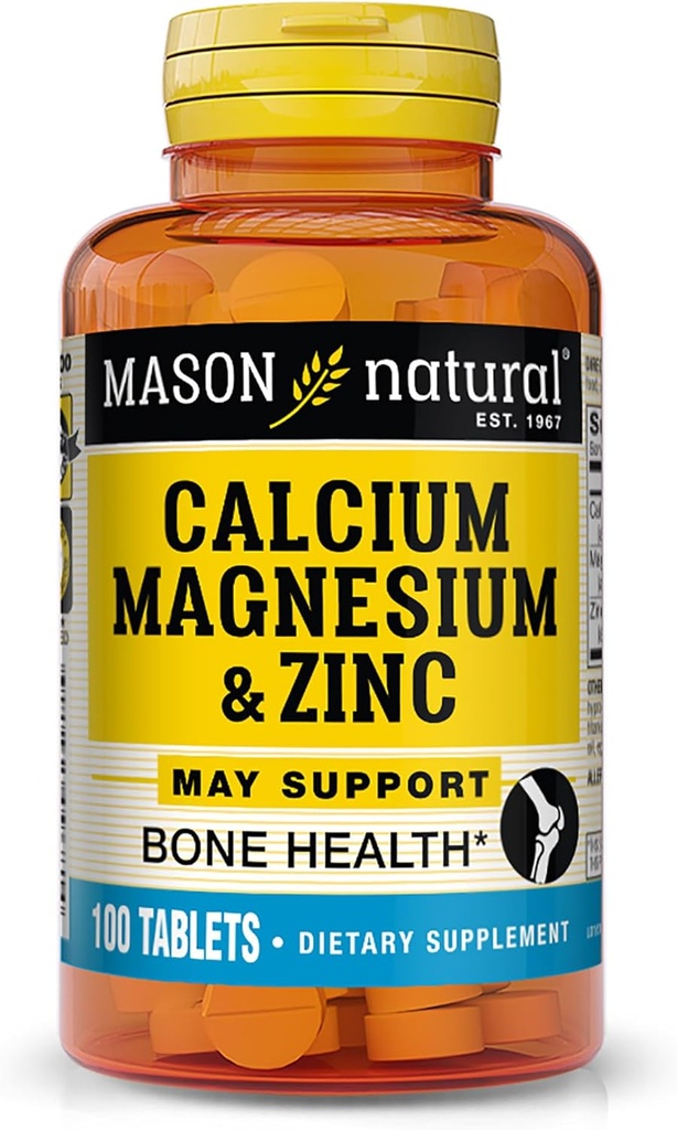 Mason Natural Calcium Magnesium & Zink, 100,Day Supply, Unterstützt normale Knochen Gesundheit & Immunsystem Booster, 1 Packung